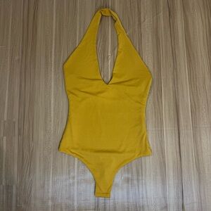 Yellow Halter Neck Women’s One Piece